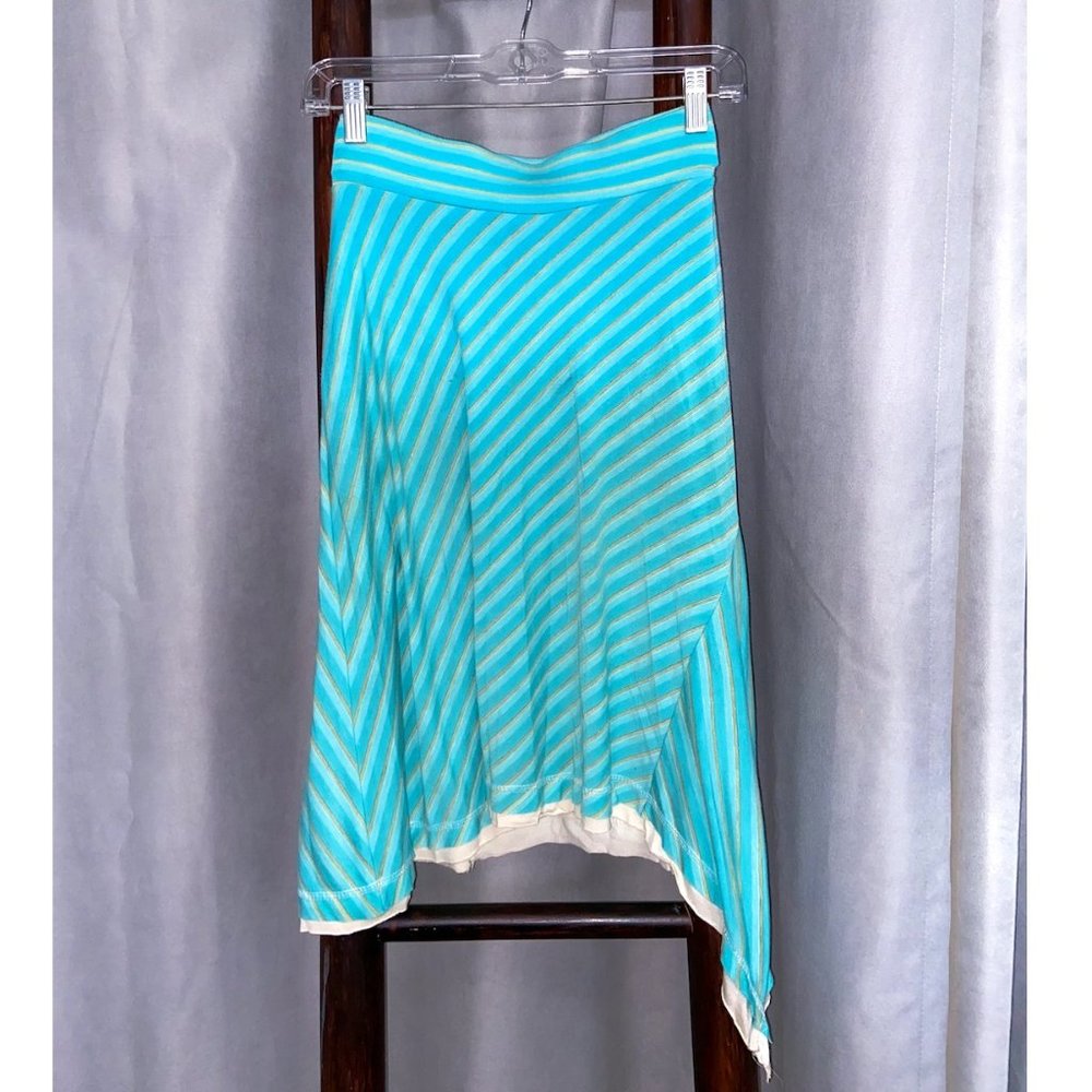 Chloe K Flowy Beachy Striped Blue Skirt